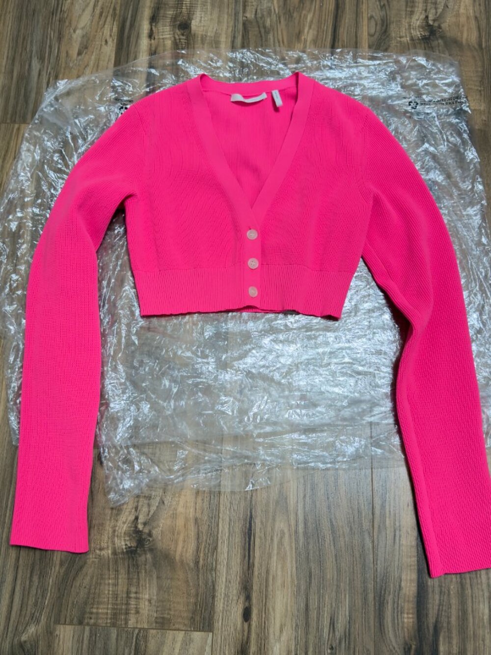 Helmut lang Cropped Pink Button-Front Women's Cardigan Top